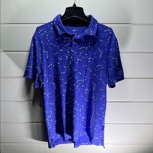Nike Men's Blue and Green Speckled Polo Shirt